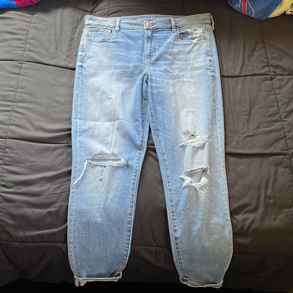 American Eagle Light-Wash Ripped Jeans